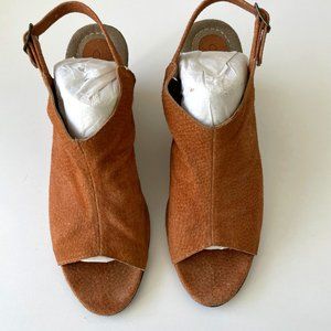 COPY - Comfortable Suede Wedge Heel Sandals for Women in Tan Sz 9 EUC